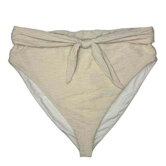 NEW Mara Hoffman Goldie Textured High Waist Swim Bikini Bottoms Cream Size 3X - Picture 3 of 6